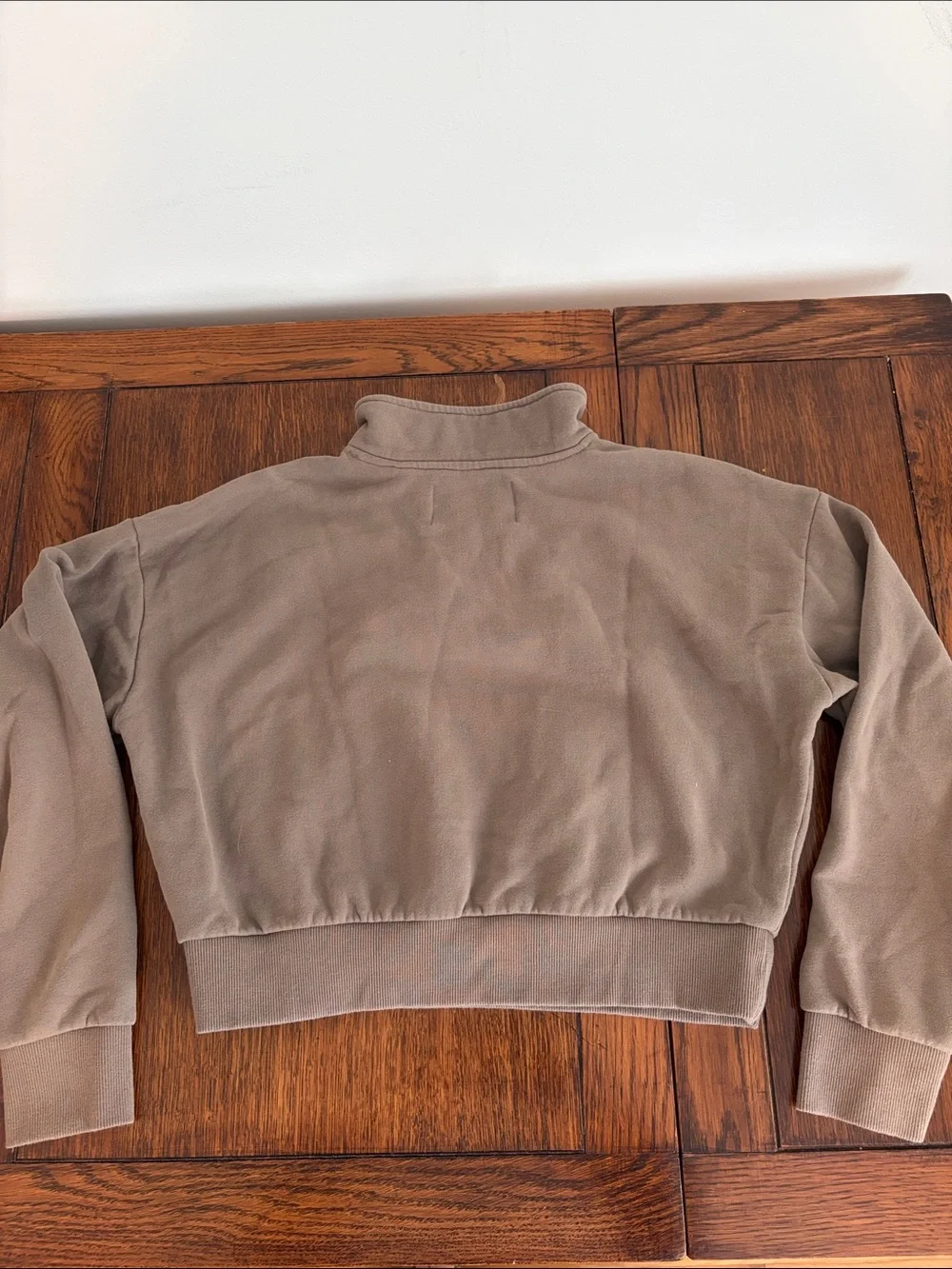 Land Rover pacsun Quarter-Zip cropped Pullover Sweatshirt in Taupe brown XS - Picture 3 of 7